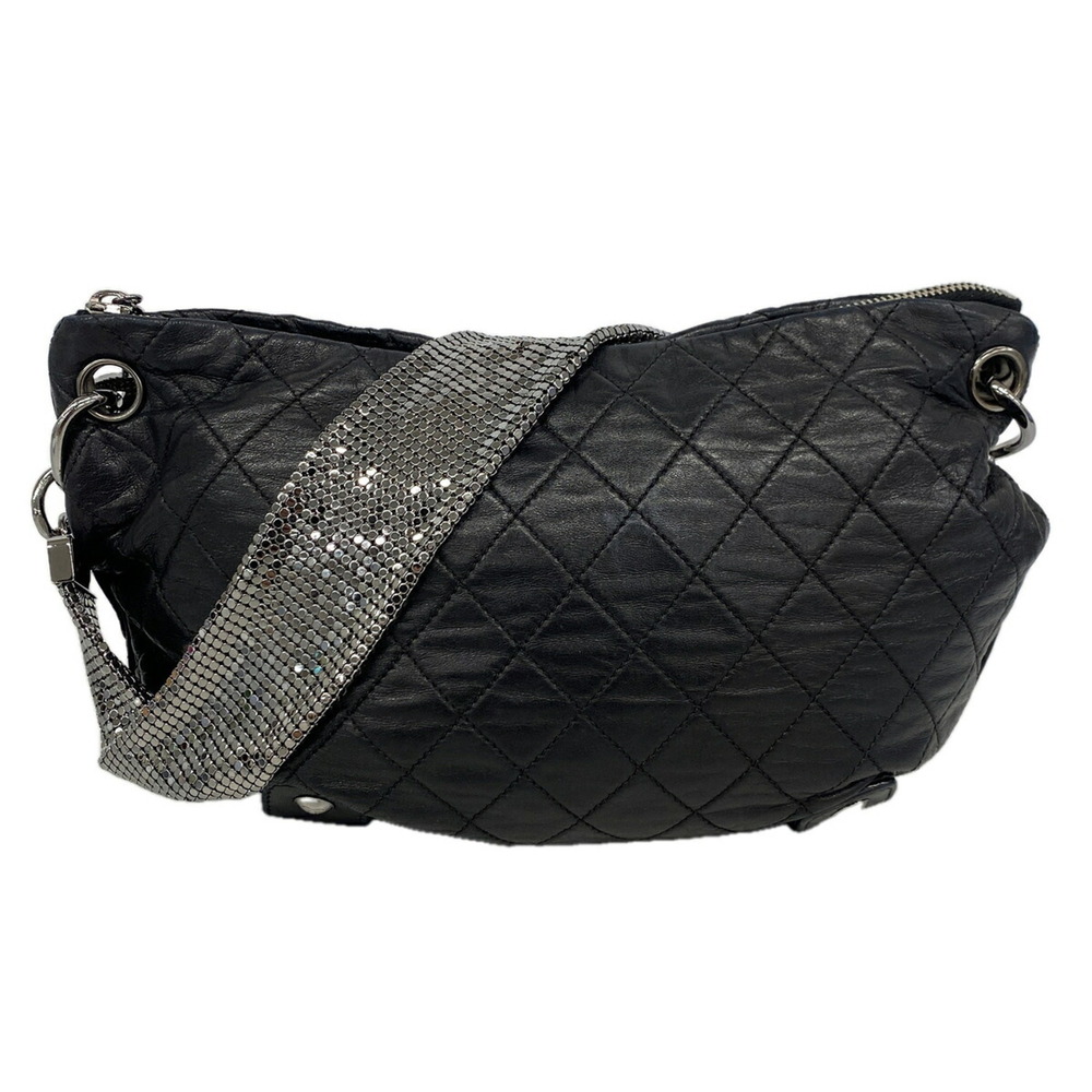 Chanel Matelassé Lambskin Shoulder Bag, Black, Women's OP016033